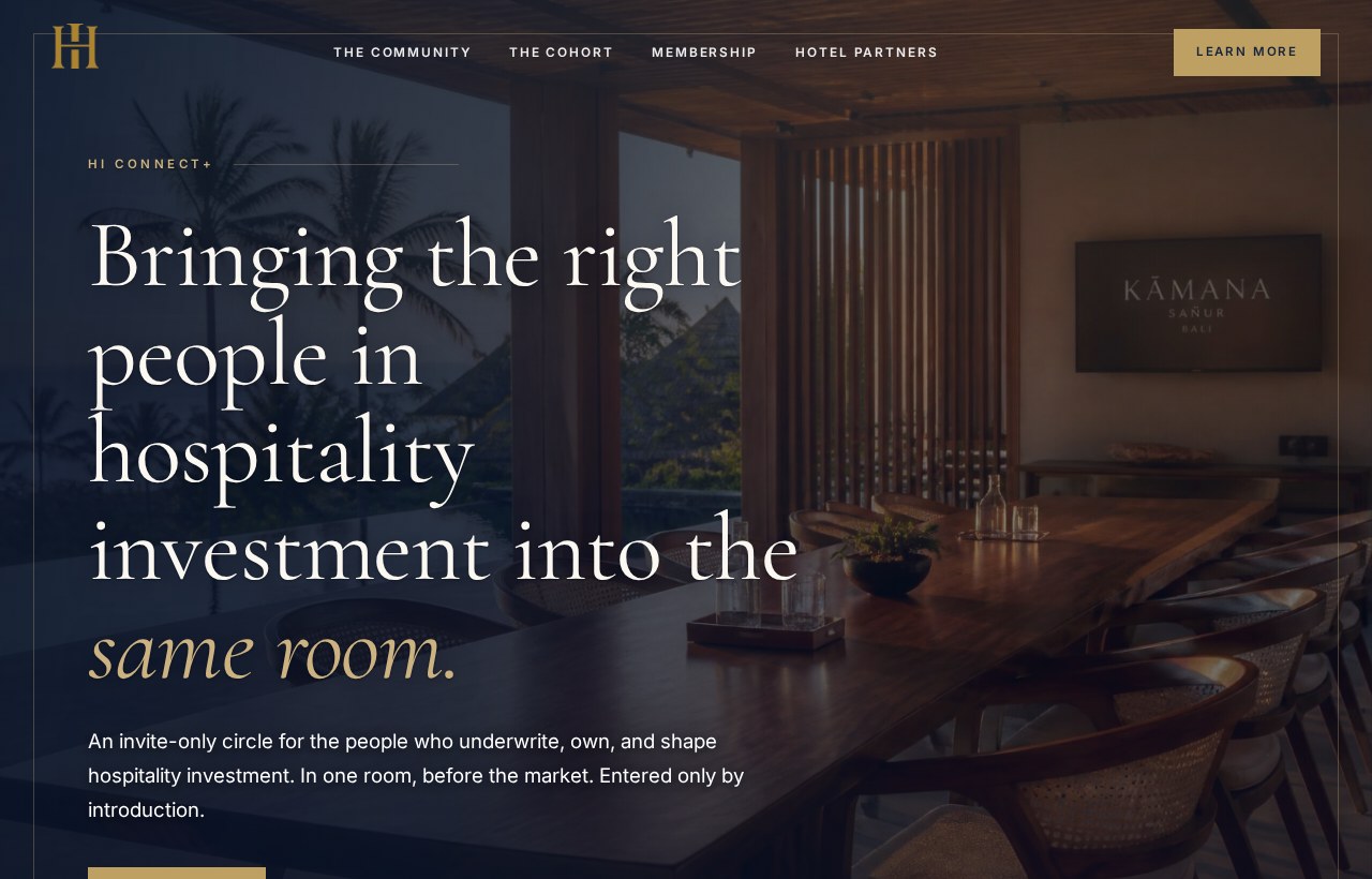The HI Connect+ website homepage